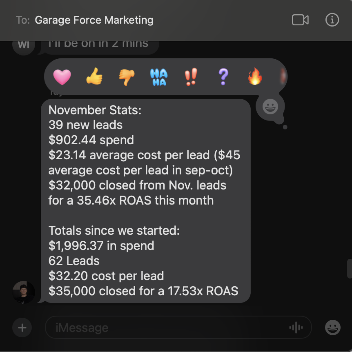 Garage Force ad stats